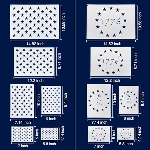 WISYOK American Flag 50 Star Stencils and 13 Stars 1776 Templates, American Flag Templates, Ideal for Painting on Wood, Fabric, Paper, Walls [6 Sizes, 2 Styles] - Image 2