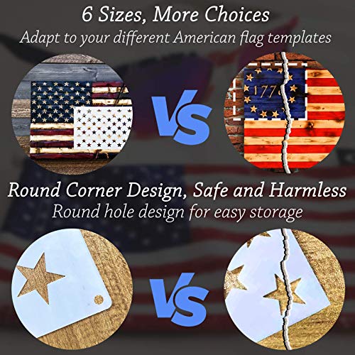 WISYOK American Flag 50 Star Stencils and 13 Stars 1776 Templates, American Flag Templates, Ideal for Painting on Wood, Fabric, Paper, Walls [6 Sizes, 2 Styles] - Image 3
