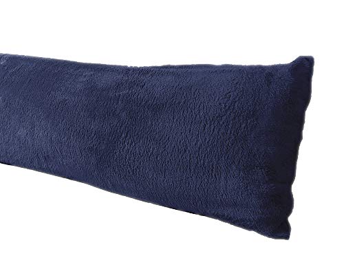 AUCOCU Extra Soft Body Pillow Cover SherpaMicroplush Material 20x54 Inches Zipper Closure Navy 