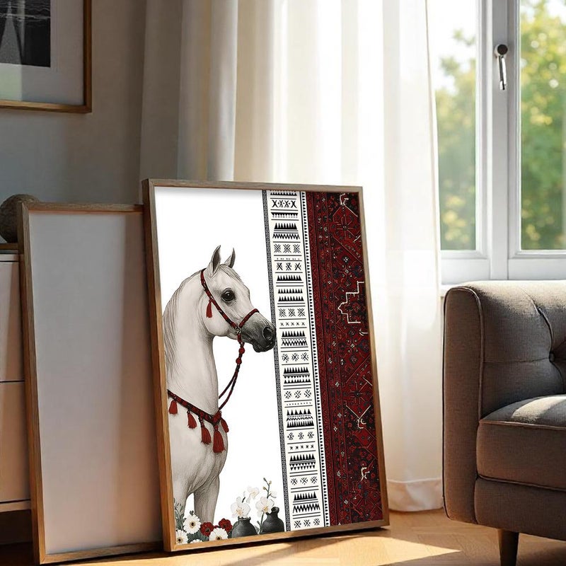 ماركتنا لوحة قماشية بتصميم الفن النجدي مع برواز مجوف مقاس (60×90) قطعة واحدة - Image 3