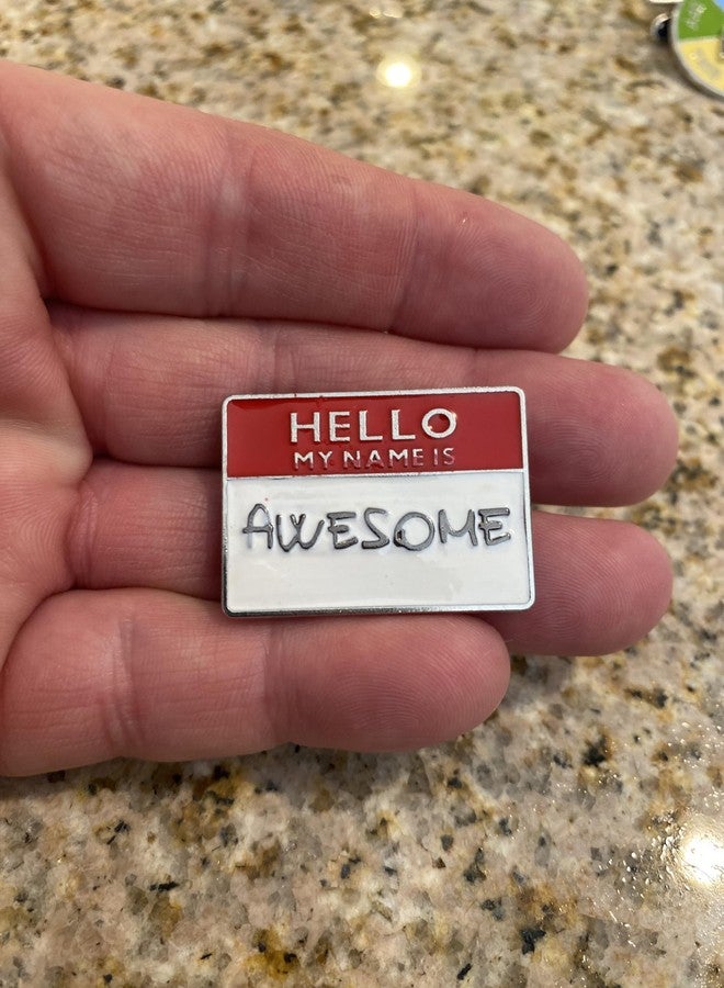Funiverse 20 Pack Funny Name Tag Lapel Morale Pins - Hello My Name is Awesome - Bulk Employee Recognition Gifts, Sales Team Awards, Customer Service Appreciation Pins - Image 4
