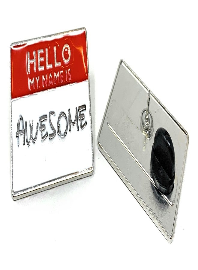 Funiverse 20 Pack Funny Name Tag Lapel Morale Pins - Hello My Name is Awesome - Bulk Employee Recognition Gifts, Sales Team Awards, Customer Service Appreciation Pins - Image 1