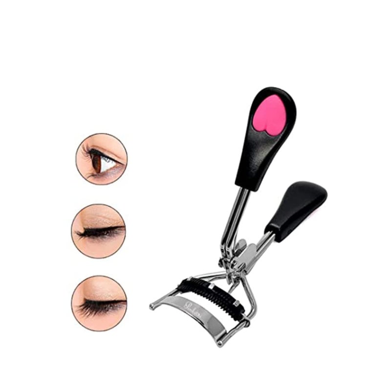 Barakah Eyelash Curler, Lashes Curler Clip with Built in Comb Eye Lash Curler Lash Tool with Brush Mini Small Best Eyelash Curler with Lash Separator Refill Pads Portable Compact Makeup Curler (Black) - Image 2