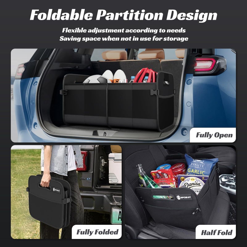 Sposuit Trunk Organizer for Car - 70L Collapsible Car Storage with 11 Pockets & Reinforced Handles, SUV Trunk Organizers for Grocery Cargo(Black, 2 Pack) - Image 4