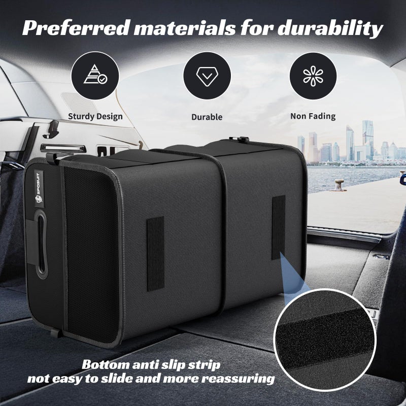 Sposuit Trunk Organizer for Car - 70L Collapsible Car Storage with 11 Pockets & Reinforced Handles, SUV Trunk Organizers for Grocery Cargo(Black, 2 Pack) - Image 3
