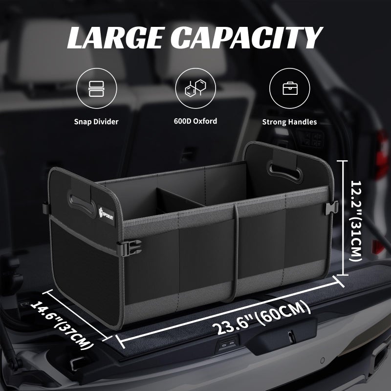 Sposuit Trunk Organizer for Car - 70L Collapsible Car Storage with 11 Pockets & Reinforced Handles, SUV Trunk Organizers for Grocery Cargo(Black, 2 Pack) - Image 2