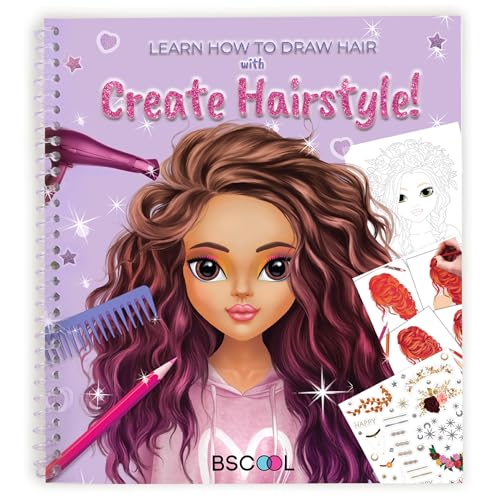 BSCOOL Drawing Coloring Activity Book Create Hairstyles with Stickers and Guides Fashion Design Sketchbook for Kids 5 and up Little Designer Book Fashion Design for Kids Easter Gift - Image 1