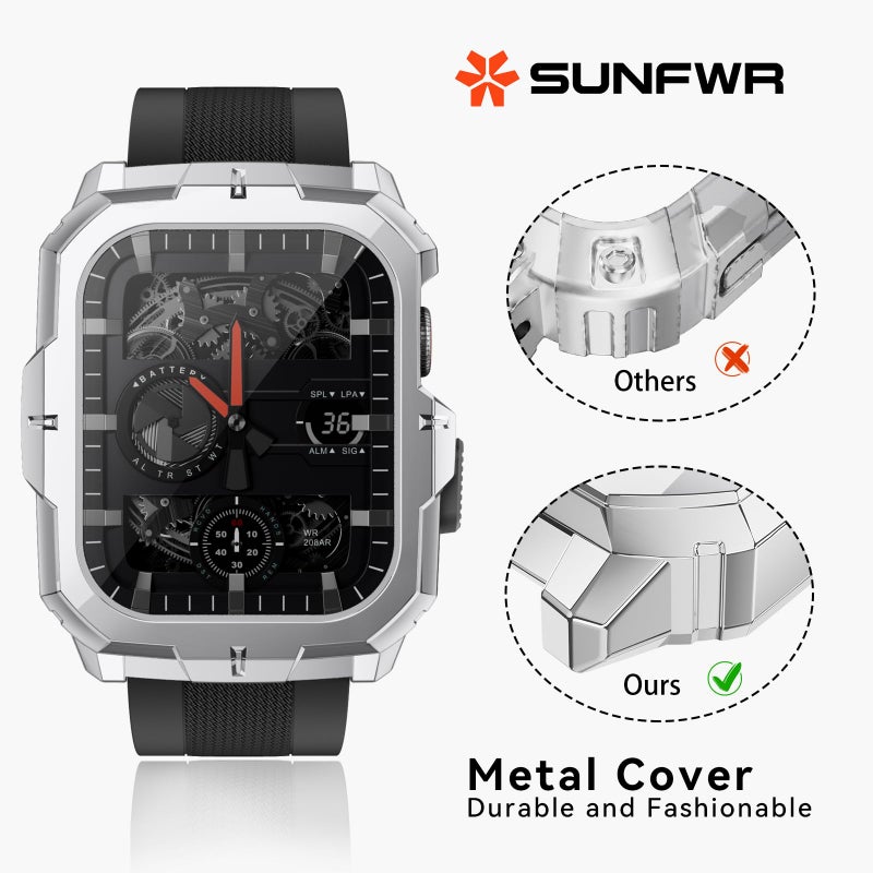 SUNFWR Bands Compatible with Apple Watch Band 45mm 44mm with Case Men, Rugged Sport Strap with Protective Cover for iWatch Series 9/8/7/6/5/4/SE - Image 2