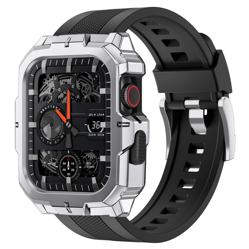 SUNFWR Bands Compatible with Apple Watch Band 45mm 44mm with Case Men, Rugged Sport Strap with Protective Cover for iWatch Series 9/8/7/6/5/4/SE - Image 1