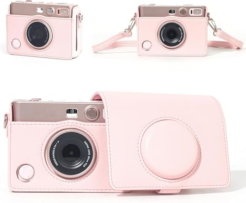 TEHAOUU Camera Case for Instax Mini Evo, Light Pink PU Leather Camera Bag with Adjustable Shoulder Strap – Soft Protective Cover Compatible with Fujifilm Instax Mini Evo, Lightweight & Portable - Image 5
