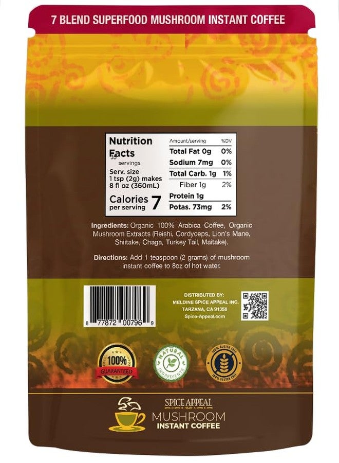 Spice Appeal Mushroom Instant Coffee blended with 7 superfood herbals & mushrooms, 35 Servings, 2.47 oz - Image 3