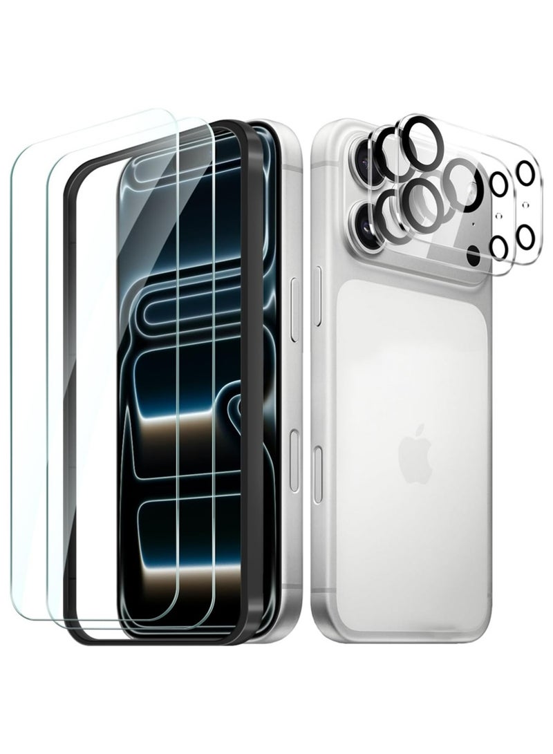 X-level 2+2 Pack compatible with iPhone 17 Pro Max Screen Protector Tempered Glass with Camera Lens Protector, Protection Film with Easy Installation Frame, 9H Hardness, Scratch Resistant, Case Friendly - Image 1