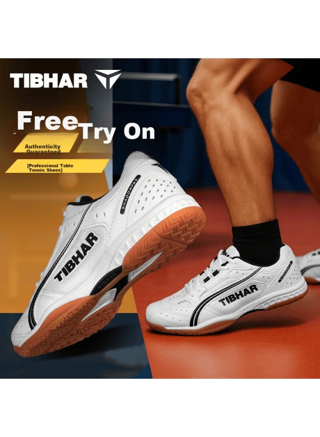 Tibhar Professional Table Tennis Shoes For Women, High-grade Summer Breathable Sports Shoes For Men, White Black Size 37