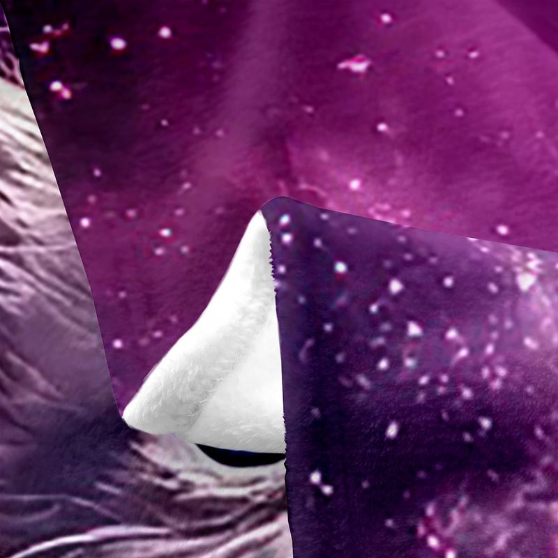Feelyou Pet Cats Fleece Throw Blanket,All Season Cat Purple Galaxy Bed Blanket Cute Kitten Print Fuzzy Blanket for Bed Sofa Couch,Bedroom Decor Plush Blanket 3D Animal Theme 40"x50" - Image 5