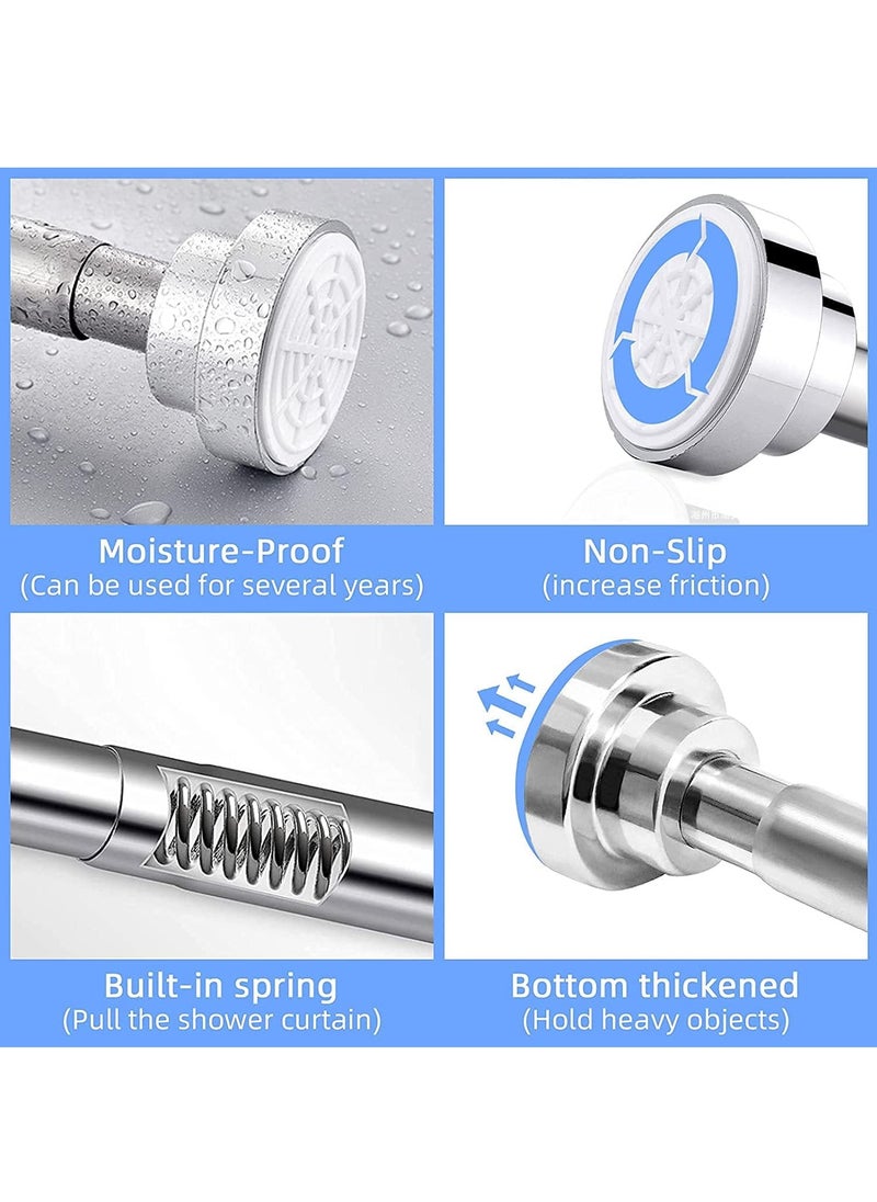 Generic - Shower Curtain Rod Adjustable Tension Spring Shower Curtain Rod Telescopic Curtain Rod Stainless Steel Retractable Clothes Rod Retractable Rod No Drilling Required - Image 1
