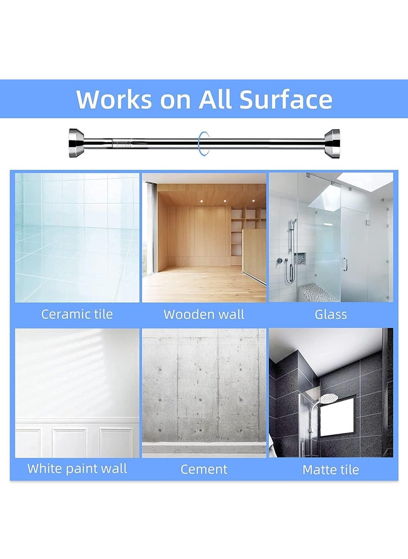 Generic - Shower Curtain Rod Adjustable Tension Spring Shower Curtain Rod Telescopic Curtain Rod Stainless Steel Retractable Clothes Rod Retractable Rod No Drilling Required - Image 1