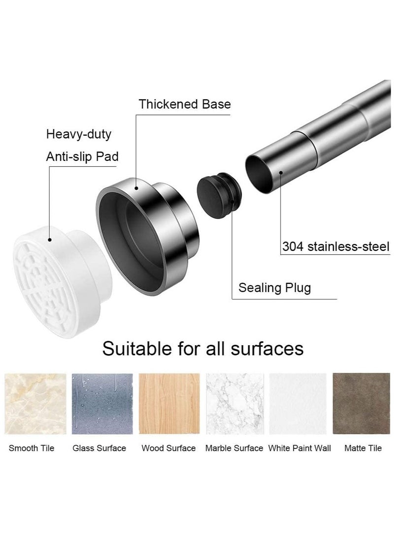 Generic - Shower Curtain Rod Adjustable Tension Spring Shower Curtain Rod Telescopic Curtain Rod Stainless Steel Retractable Clothes Rod Retractable Rod No Drilling Required - Image 1