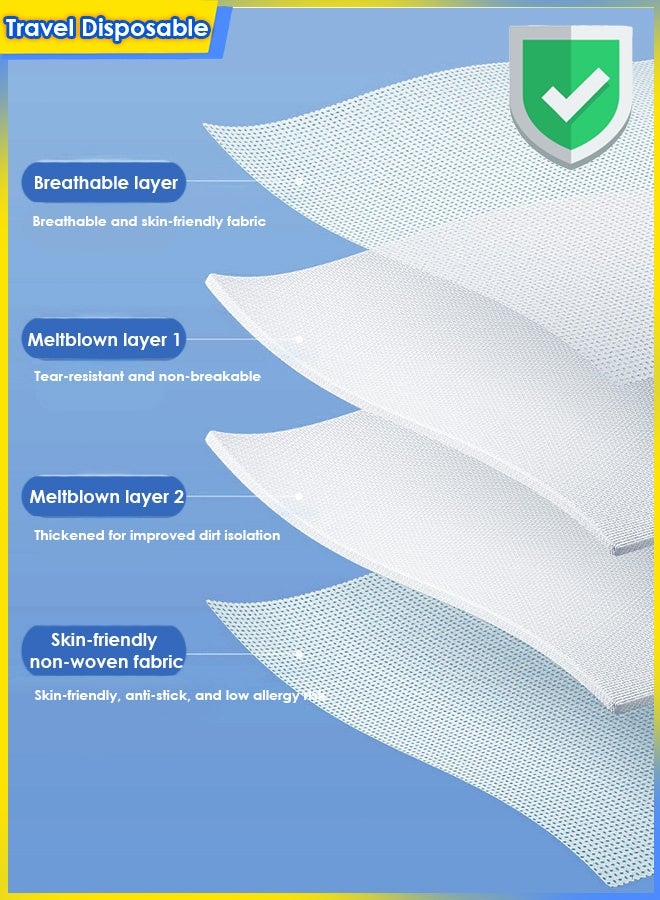 طقم ملاءات سرير محمولة للاستخدام مرة واحدة مكون من 4 قطع، طقم مفروشات أساسي للسفر، طقم متكامل يشمل غطاء لحاف وأغطية وسائد، مناسب للسفر، رحلات العمل، الفنادق، التخييم، سرير بحجم كينج، منتجع صحي، سفر الأعمال، سرير مفرد أو مزدوج، أبيض - Image 3