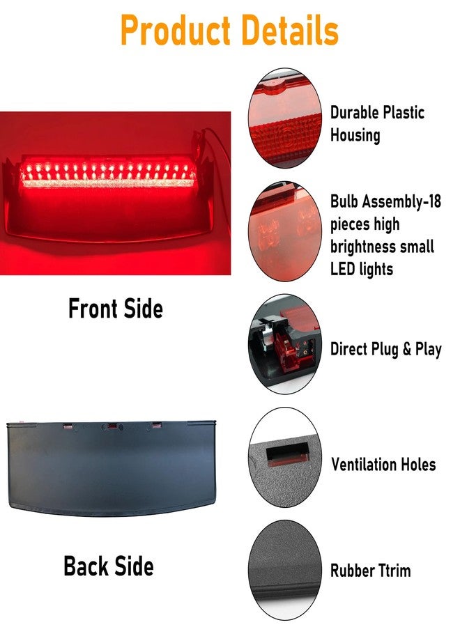 Abodvu Center Brake Light Assembly Compatible with Audi A4/A4 Quattro 2009-2015,S4 2010-2015,Third Brake Light with 18 Smal Red Lamp Bulbs,Center High Mount Stop Lamp Replacement for 8K5945097 - Image 4