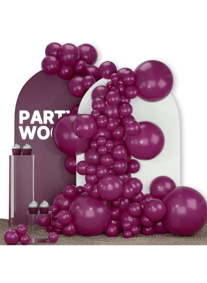 PartyWoo Dark Purple Balloons 142 pcs Different Sizes of 18 12 10 5 Inch Dark Magenta Plum Latex Helium Balloon Arch Kit Garland for Baby Shower Wedding Halloween Birthday Party Decorations Purple-F13 - Image 1
