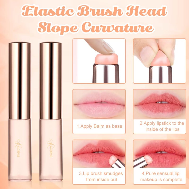 M'AYCREATE MAYCREATE® 2pcs Silicone Lip Applicator Silicone Lip Brush Lip Balm Lipstick Applicator with Dustproof Cap for Lipstick, Lip Gloss, Lip Tint, Lip Mask, Concealer Applicator - Pink - Image 3