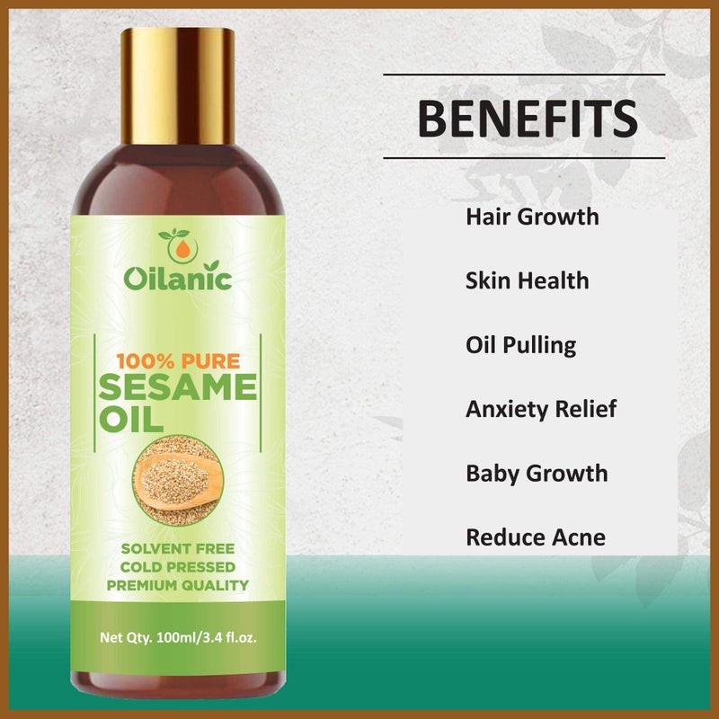Oilanic?100% Pure & Natural Olive Oil, Pomegranate Oil & Sesame Oil Combo pack of 3 bottles of 100 ml(300 ml) - Image 4