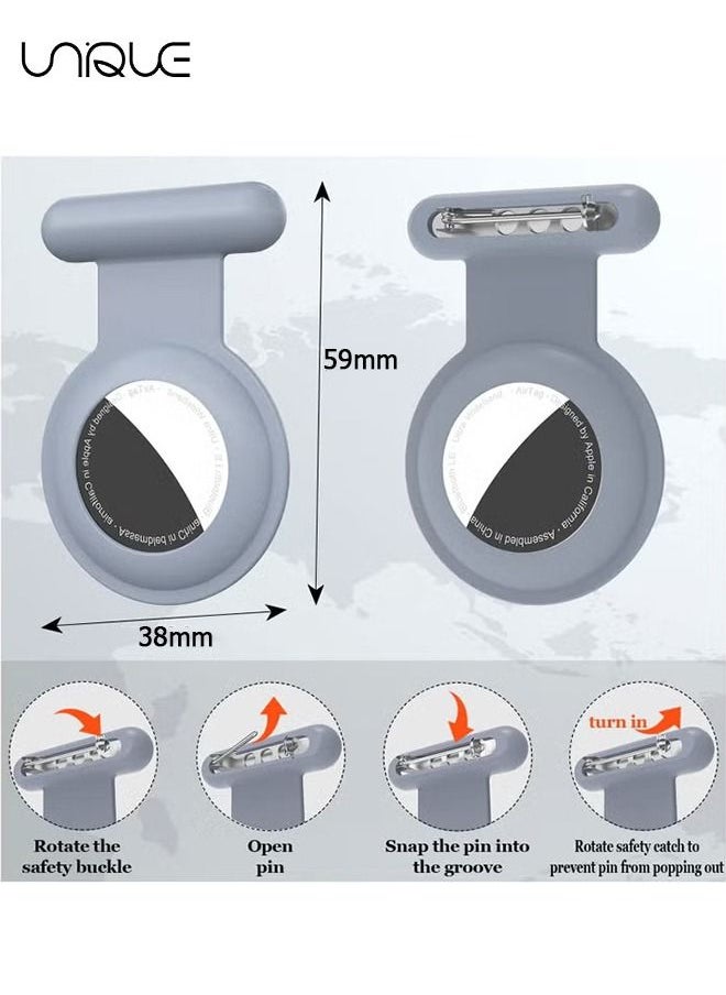 Unique Hidden for Air Tag for Kids, Silicone Case for Airtag with Invisible Pin, Safer Than Bracelet Wristband Necklace Keychain (3 Pcs, Pink & Orange & Grey)  - Image 2