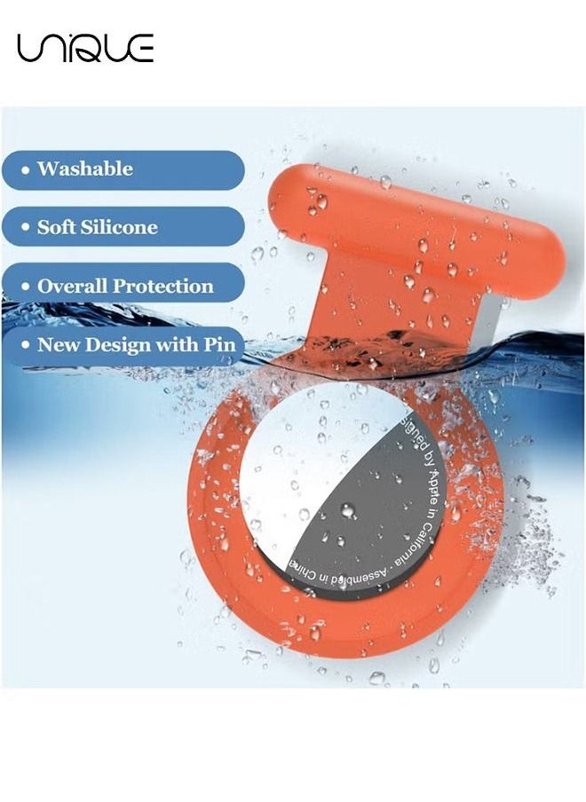Unique Hidden for Air Tag for Kids, Silicone Case for Airtag with Invisible Pin, Safer Than Bracelet Wristband Necklace Keychain (3 Pcs, Pink & Orange & Grey)  - Image 3