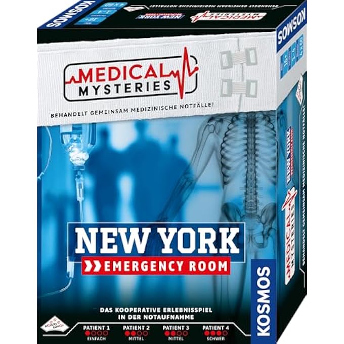 KOSMOS 684402 Medical Mysteries New York لعب الأدوار التعاوني مع الإعداد الطبي لملفات الجرائم الطبية لعبة اللوحة من 16 عاما