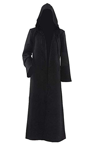 LHJ Men Tunic Hooded Robe Halloween Costume Knight Cloak Black - Image 2