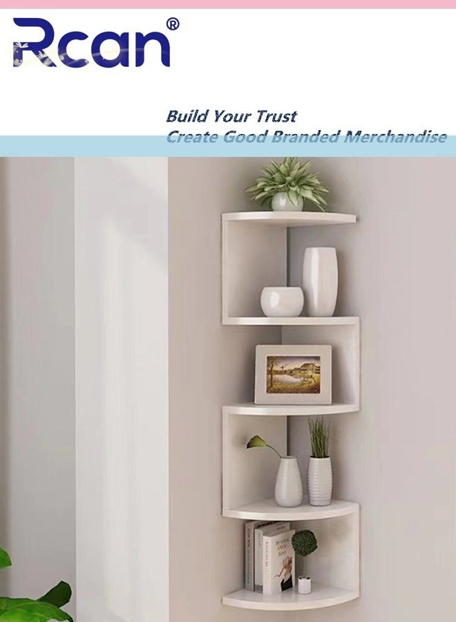 ركان 5 طبقات عائمة على الرف الخشبي الزاوية الرف السهل لتجميع أرفف ركن الحائط لغرفة النوم مكتب غرفة المعيشة - Image 2