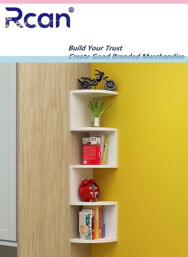 ركان 5 طبقات عائمة على الرف الخشبي الزاوية الرف السهل لتجميع أرفف ركن الحائط لغرفة النوم مكتب غرفة المعيشة - Image 3