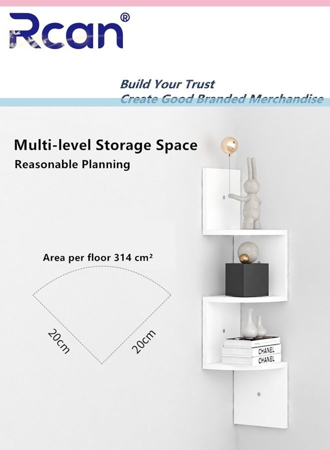 ركان 5 طبقات عائمة على الرف الخشبي الزاوية الرف السهل لتجميع أرفف ركن الحائط لغرفة النوم مكتب غرفة المعيشة - Image 5