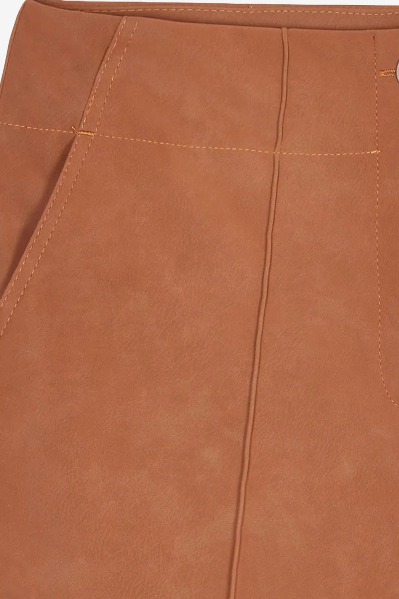 Dilvin Walnut Brown DILVIN Women's High-Waist Wide-Leg Faux Leather Trousers for Women | Best Price UAE