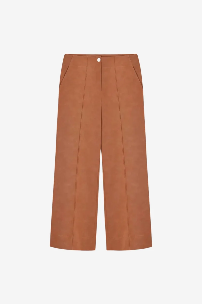 Dilvin DILVIN Women's High-Waist Wide-Leg Faux Leather Trousers