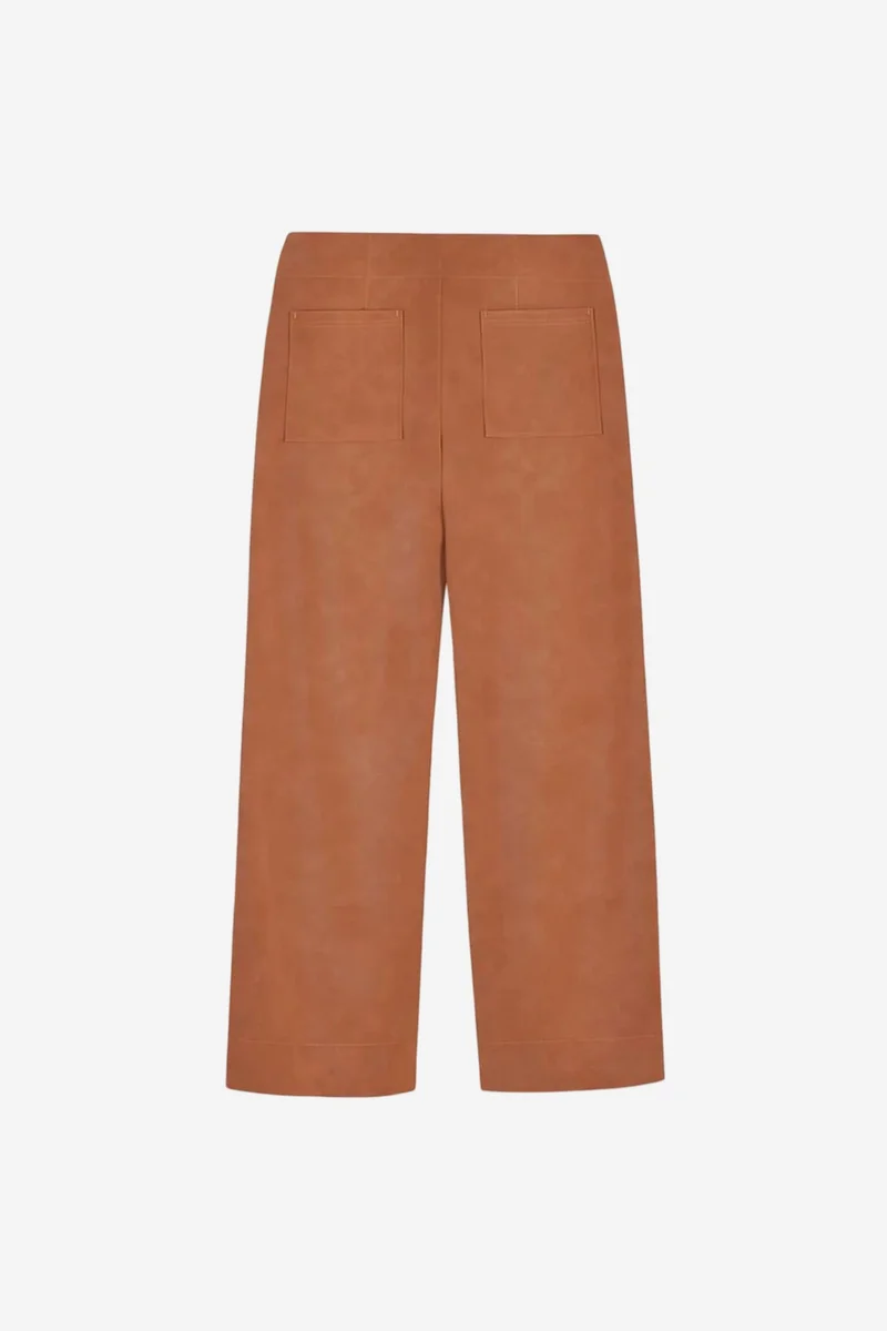 Dilvin Walnut Brown DILVIN Women's High-Waist Wide-Leg Faux Leather Trousers for Women | Best Price UAE