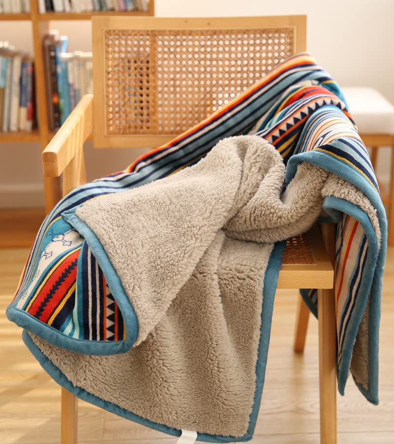 COTTEBED Flannel Sherpa Boho Throw Blankets,All Seasons Lightweight Super Soft Cozy Comfy Fluffy Fuzzy,Fleece Bedding Blanket for Bed Sofa Couch Living Room Camping Travel(Bohemia,50x60) - Image 5