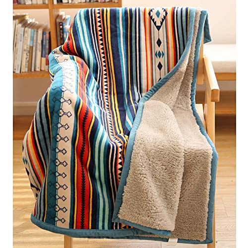 COTTEBED Flannel Sherpa Boho Throw Blankets,All Seasons Lightweight Super Soft Cozy Comfy Fluffy Fuzzy,Fleece Bedding Blanket for Bed Sofa Couch Living Room Camping Travel(Bohemia,50x60) - Image 2
