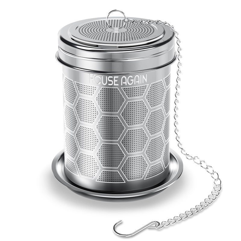 House Again Tea Infuser for Loose Leaf Tea, Extra Fine Mesh Tea Strainers, 304 Stainless Steel with Chain Hook, Loose Leaf Tea Steeper for Brew Tea Spices & Seasonings, Geometric Design - Image 1