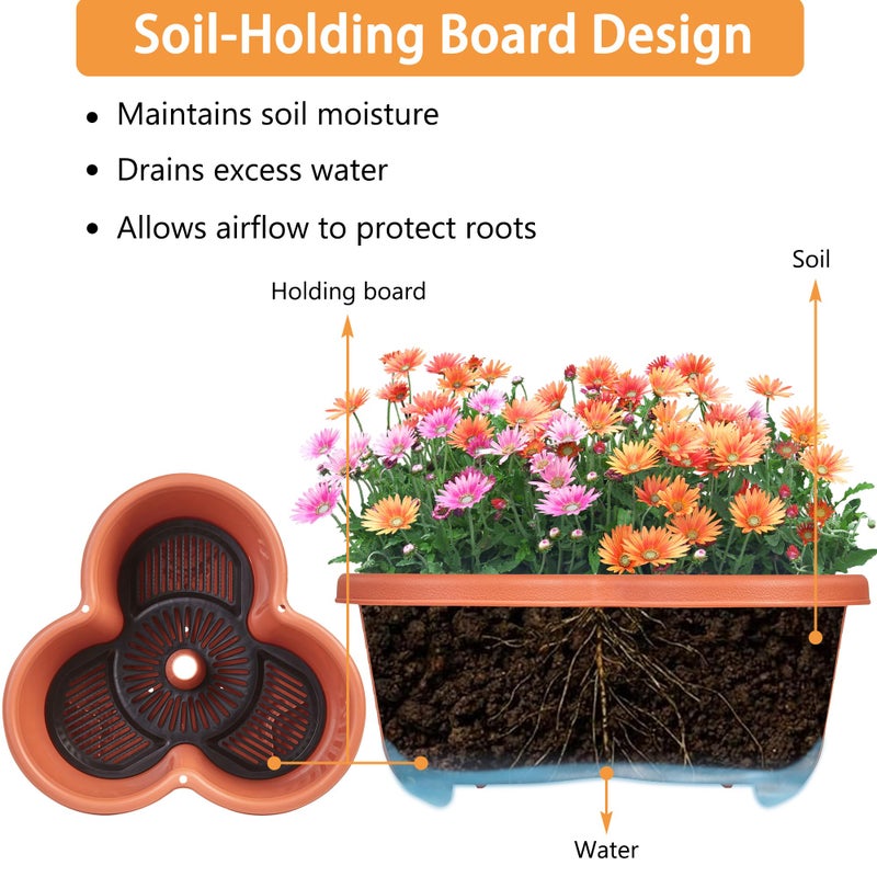 VECELO 5 Tier Vertical Garden Planter, Self Watering Stackable Planters with Wheels for Strawberries, Herbs, Flowers, Vegetables, Red - Image 4