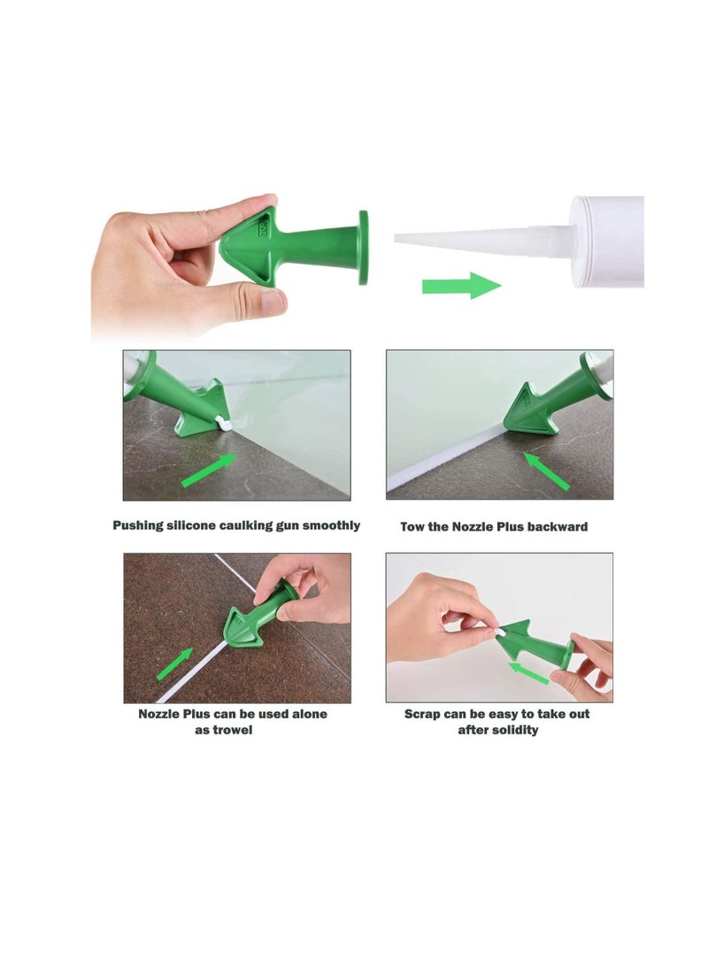 SYOSI 5 pcs, Caulk Nozzle, Applicator, Silicone Caulking Tools, (6.5R, 10R, 13R), Silicone Sealant Finishing Tool Grout Scrapers kit for Tile or Brick Joints - Image 2