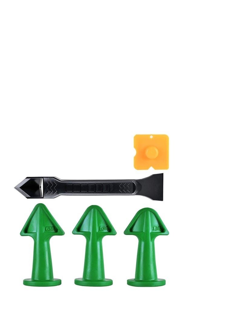 SYOSI 5 pcs, Caulk Nozzle, Applicator, Silicone Caulking Tools, (6.5R, 10R, 13R), Silicone Sealant Finishing Tool Grout Scrapers kit for Tile or Brick Joints - Image 1