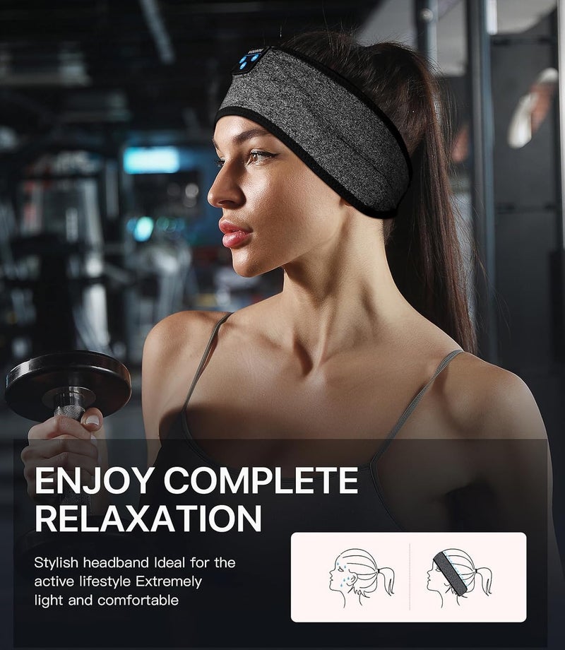 Voerou Sleep Headphones Bluetooth Headband Headphones, Adjustable Sleeping Headphones, 10+ Hours Play Time with Stereo HD Hi Fi Speakers, Perfect for Sleep, Workout, Yoga, Travel, Insomnia, Meditation - Image 3
