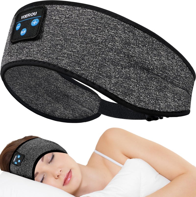 Voerou Sleep Headphones Bluetooth Headband Headphones, Adjustable Sleeping Headphones, 10+ Hours Play Time with Stereo HD Hi Fi Speakers, Perfect for Sleep, Workout, Yoga, Travel, Insomnia, Meditation - Image 1