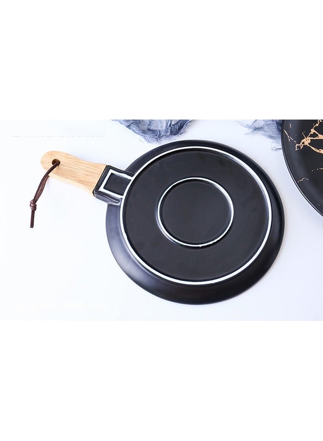 شيانغ يو الإبداعية الذهب الرخام الشريط جولة السيراميك البيتزا لوحة Cookaware الخزف صينية مجموعة أدوات المائدة - Image 2