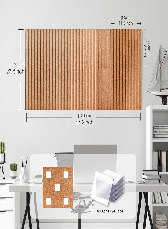 AkuDecor Large Cork Board for Office, 8 Pack Felt Wall Tiles with Slat Wall Paneling and Safe Removable Adhesive Tabs, Felt Bulletin Board Pin Board Cork Boards for Walls - Burnt Orange - Image 4