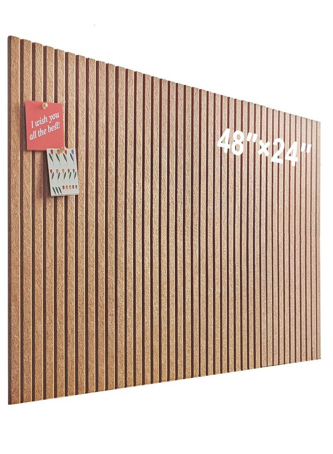 AkuDecor Large Cork Board for Office, 8 Pack Felt Wall Tiles with Slat Wall Paneling and Safe Removable Adhesive Tabs, Felt Bulletin Board Pin Board Cork Boards for Walls - Burnt Orange - Image 1