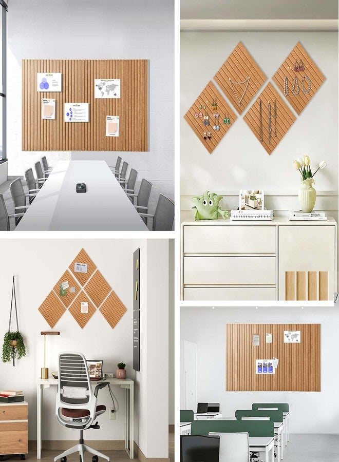 AkuDecor Large Cork Board for Office, 8 Pack Felt Wall Tiles with Slat Wall Paneling and Safe Removable Adhesive Tabs, Felt Bulletin Board Pin Board Cork Boards for Walls - Burnt Orange - Image 5