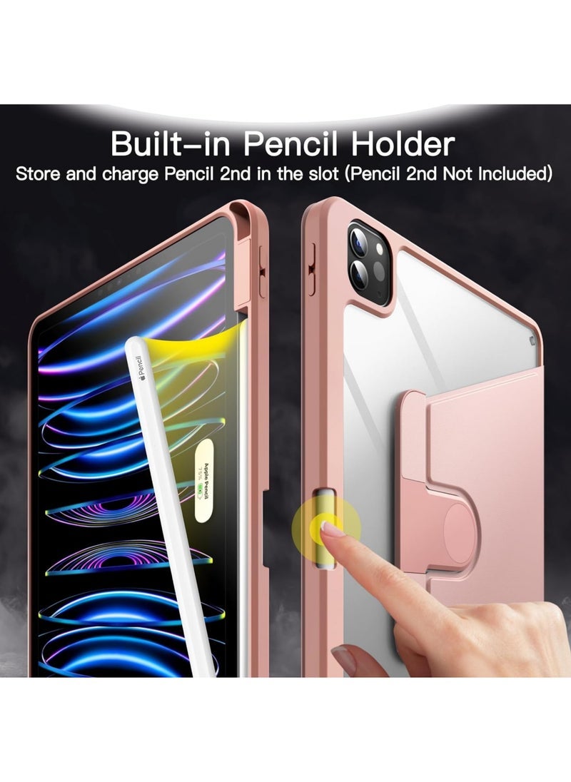 Captaintech Rotating Case for iPad Pro 11-Inch M4 (2024) with Pencil Holder, 360 Degree Rotation Protective Stand Cover Clear Back, Auto Wake/Sleep  - Image 5