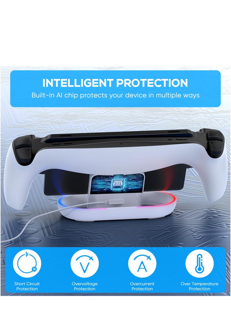 Generic - RGB Charging Dock Charging Stand for Playstation Portal Remote Player Portable Charging Station for PS5 Portal Consoles Accessories with 14 Lighting Modes and Type-C Cable - Image 1
